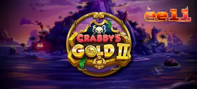 Interface de jogo do slot Crabby's Gold II com elementos piratas e bobinas de 6 colunas.